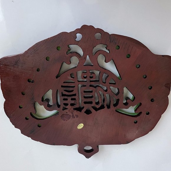 Beautiful Vintage Feng Shui Chinese Good Luck Green Resin Koi Fish Wood Wall Han - Picture 5 of 8